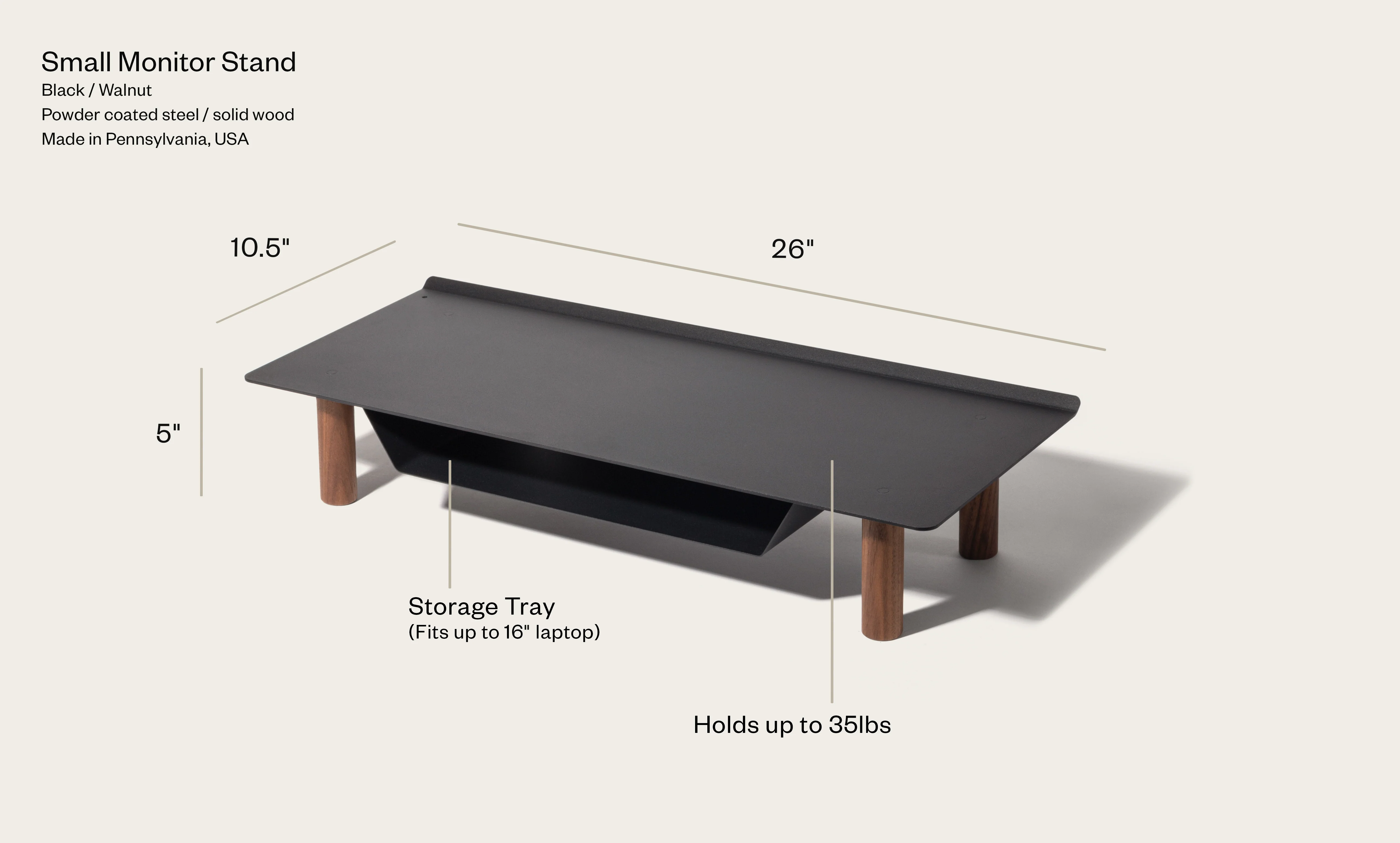 Gather Small Monitor Stand (Black/Walnut)
