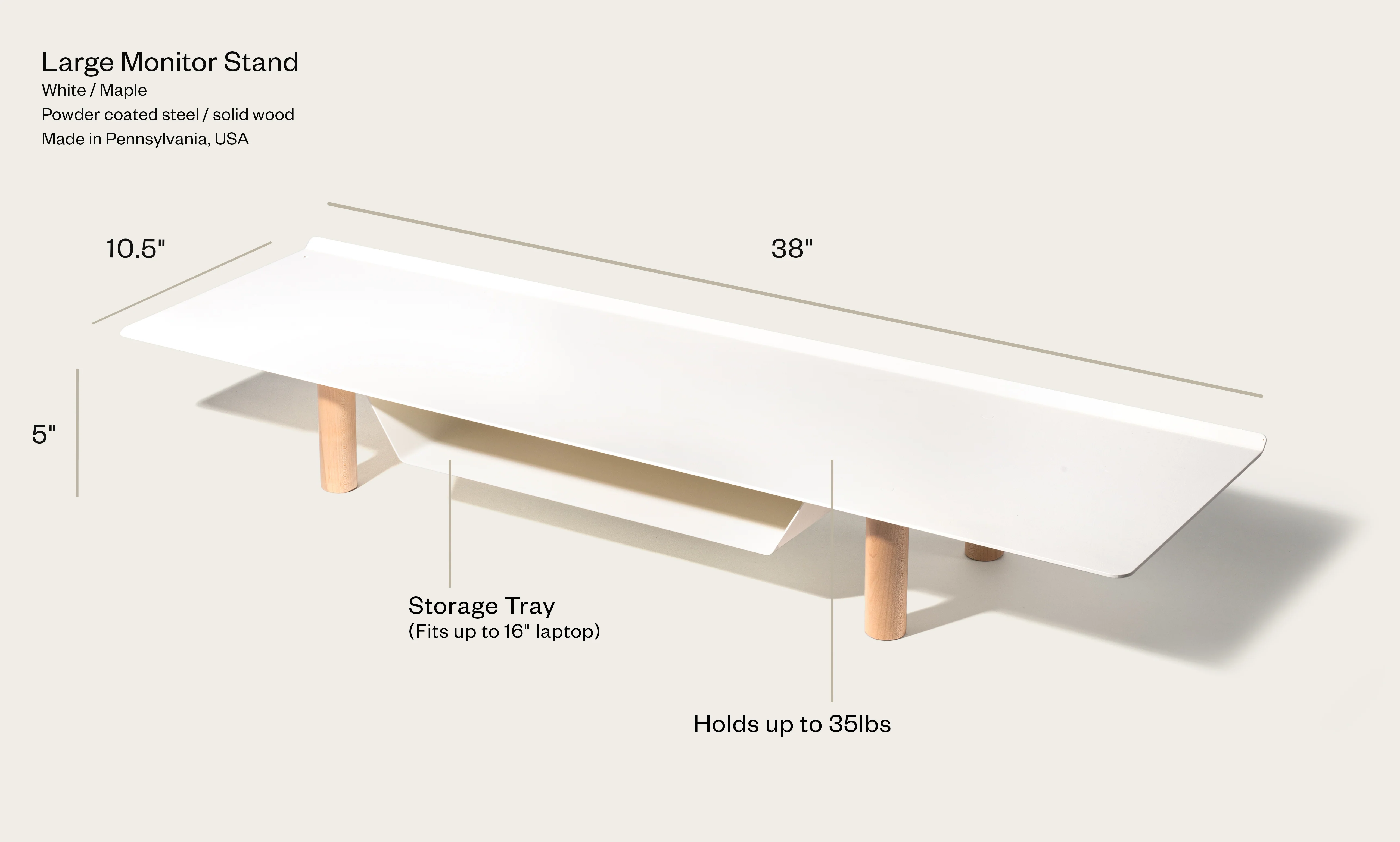Gather Large Monitor Stand (White/Maple)