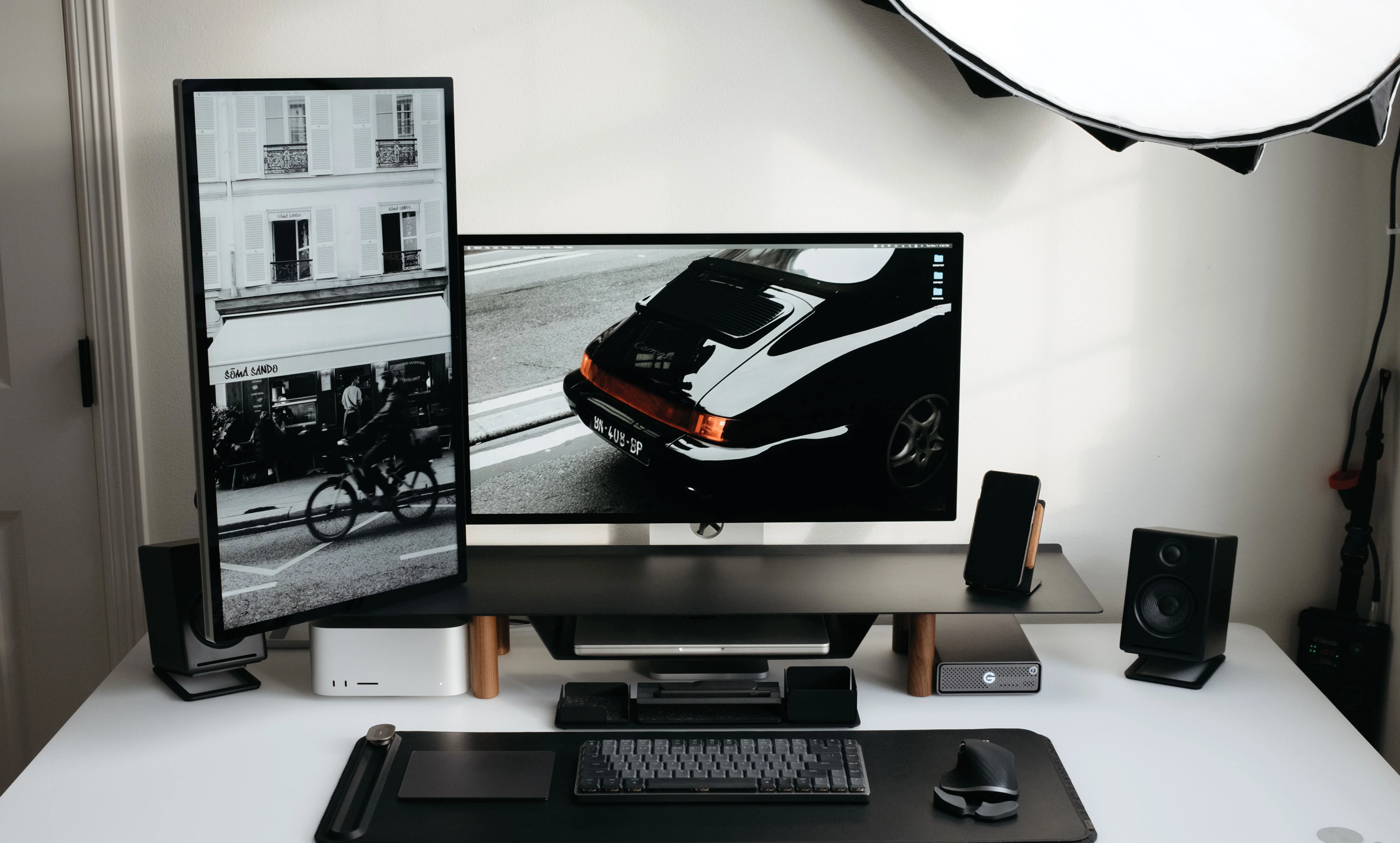 Large Monitor Stand (Black/Walnut)