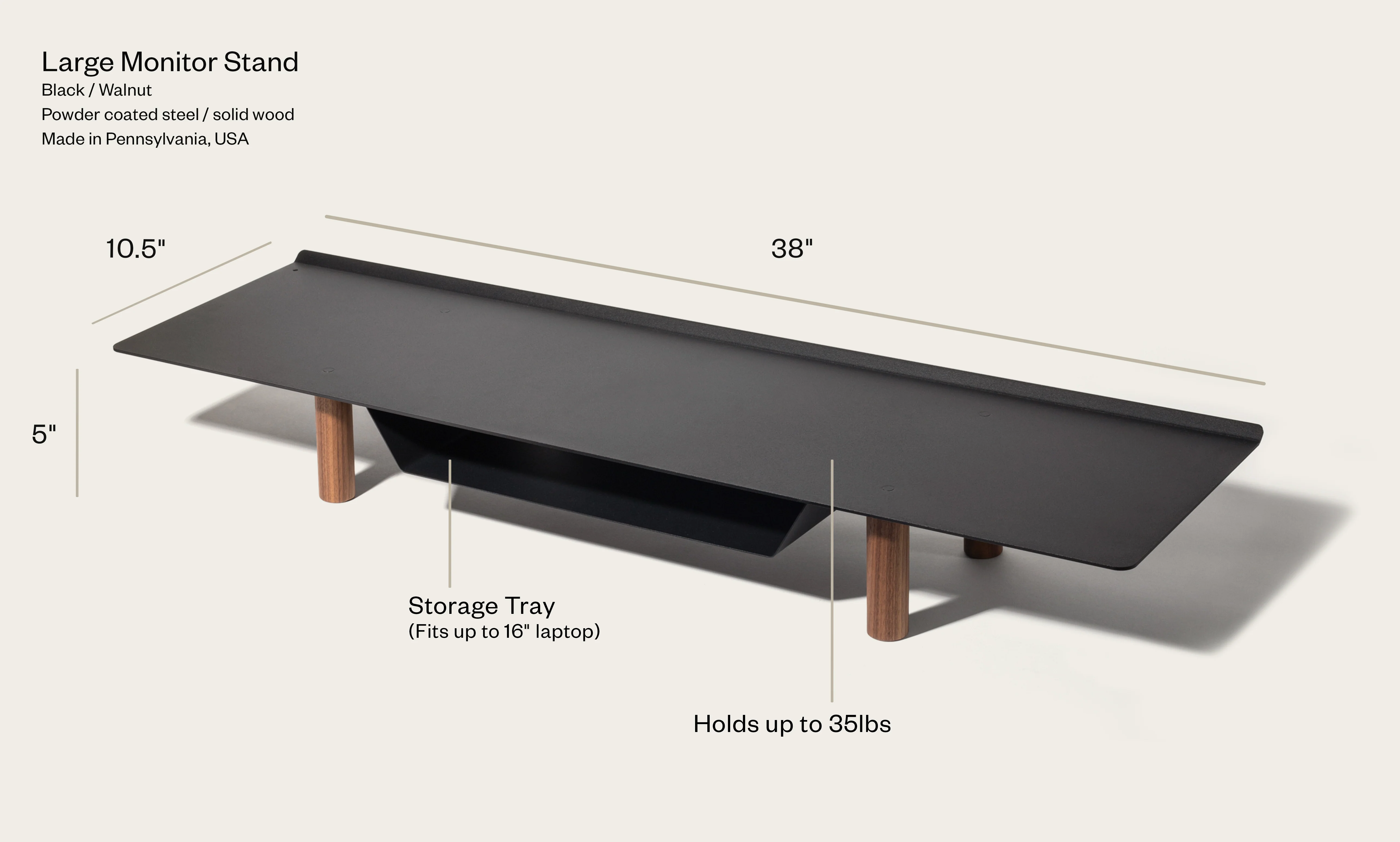 Large Monitor Stand (Black/Walnut)