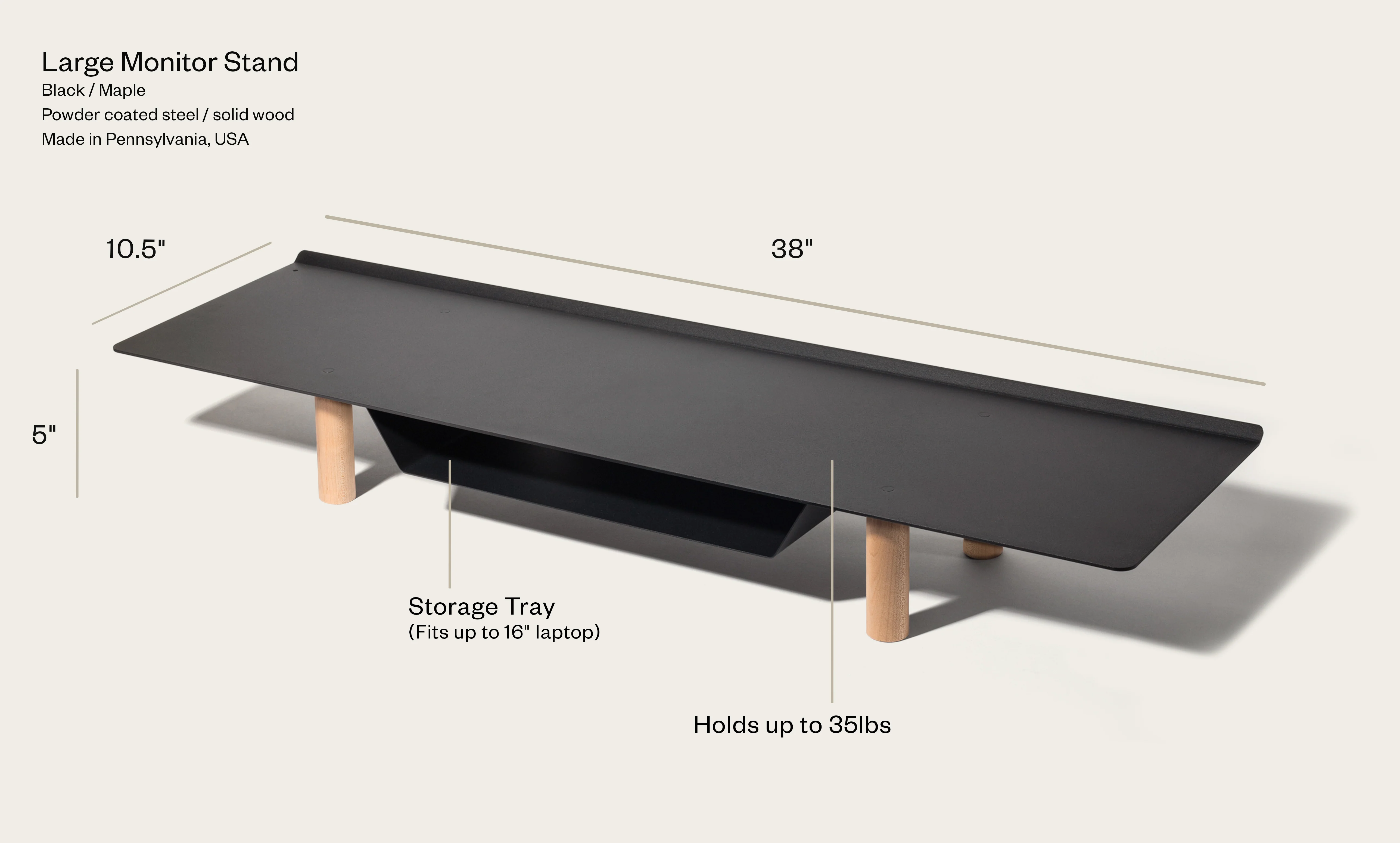 Gather Large Monitor Stand (Black/Maple)