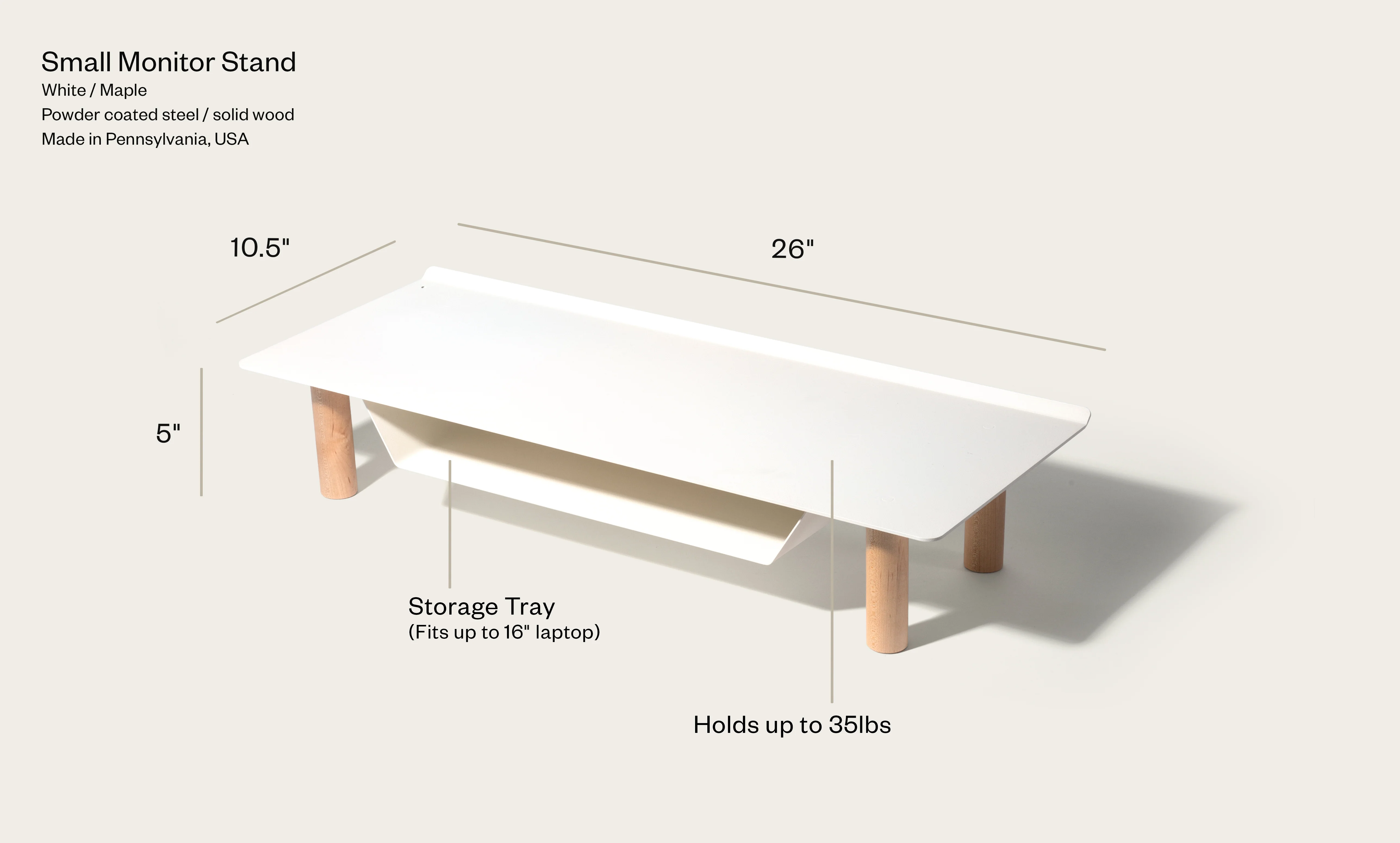 Gather Small Monitor Stand (White/Maple)