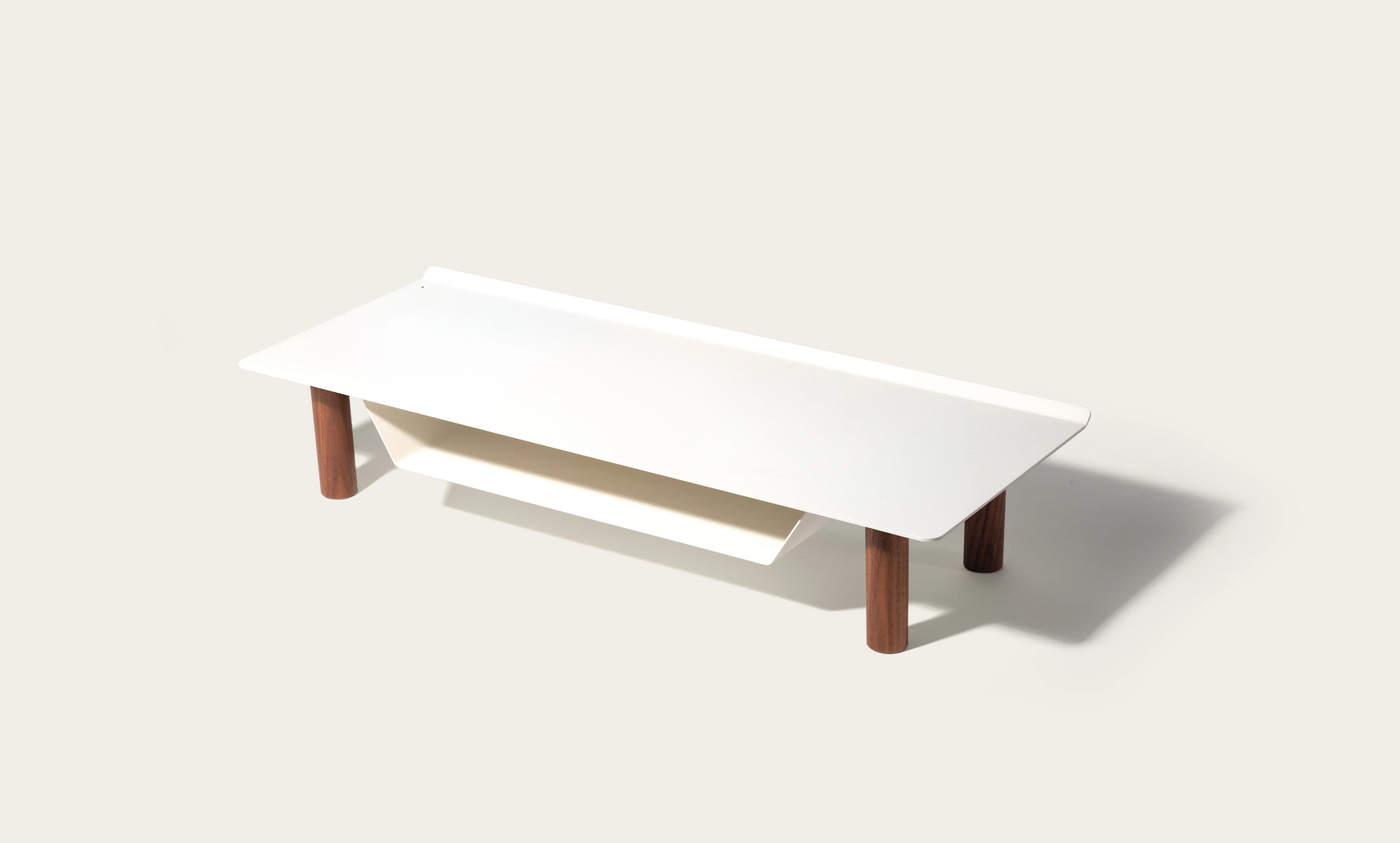 Gather Small Monitor Stand (White/Walnut)