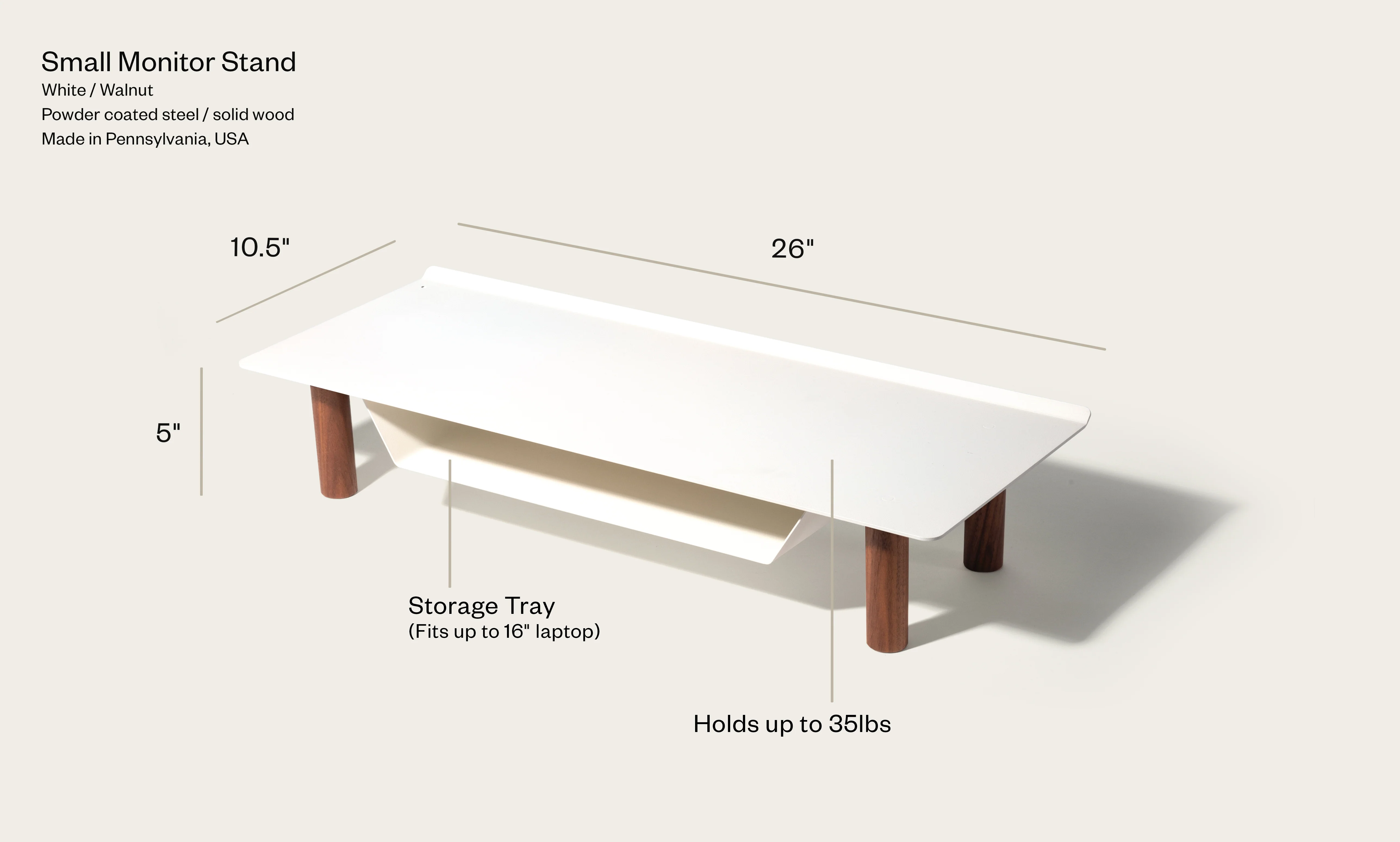 Gather Small Monitor Stand (White/Walnut)