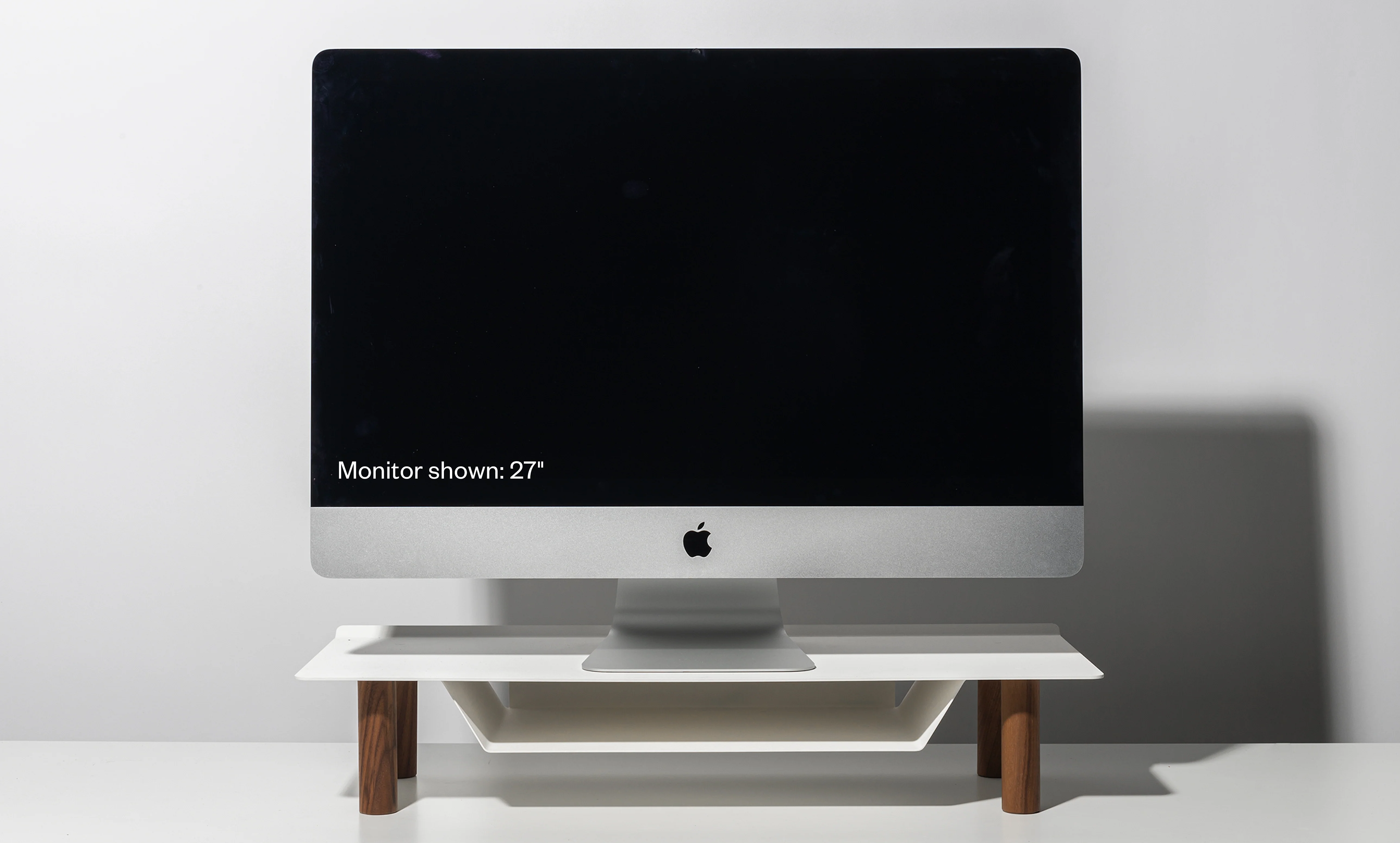 Gather Small Monitor Stand (White/Walnut)