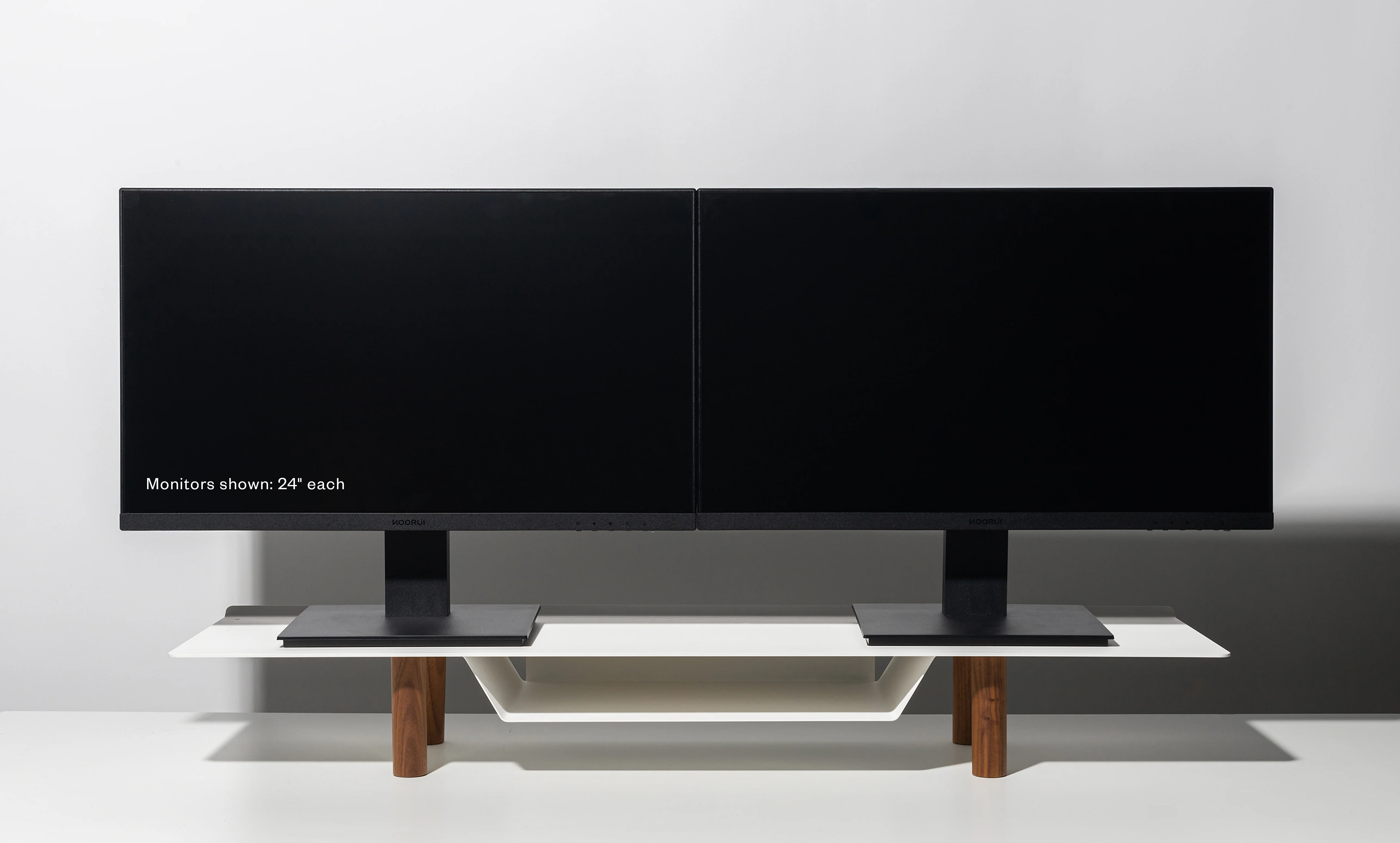 Gather Large Monitor Stand (White/Walnut)