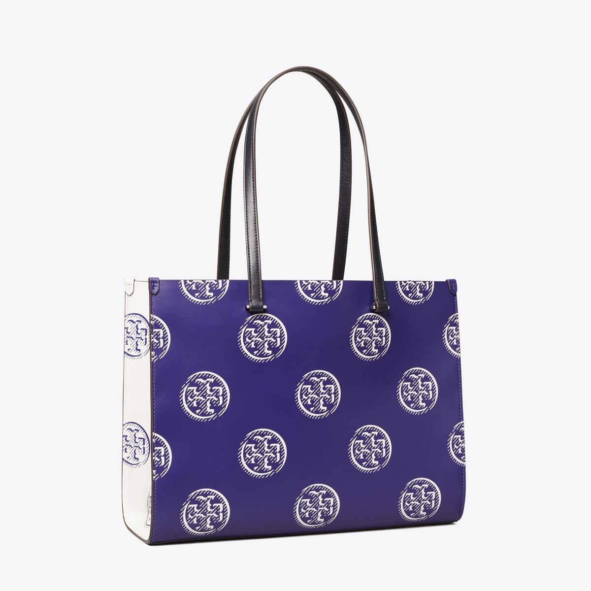 T Monogram Contrast Embossed Tote