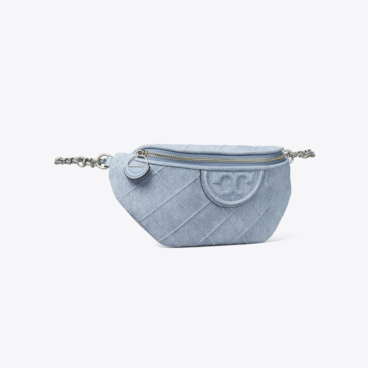 Fleming Soft Denim-Print Suede Belt Bag