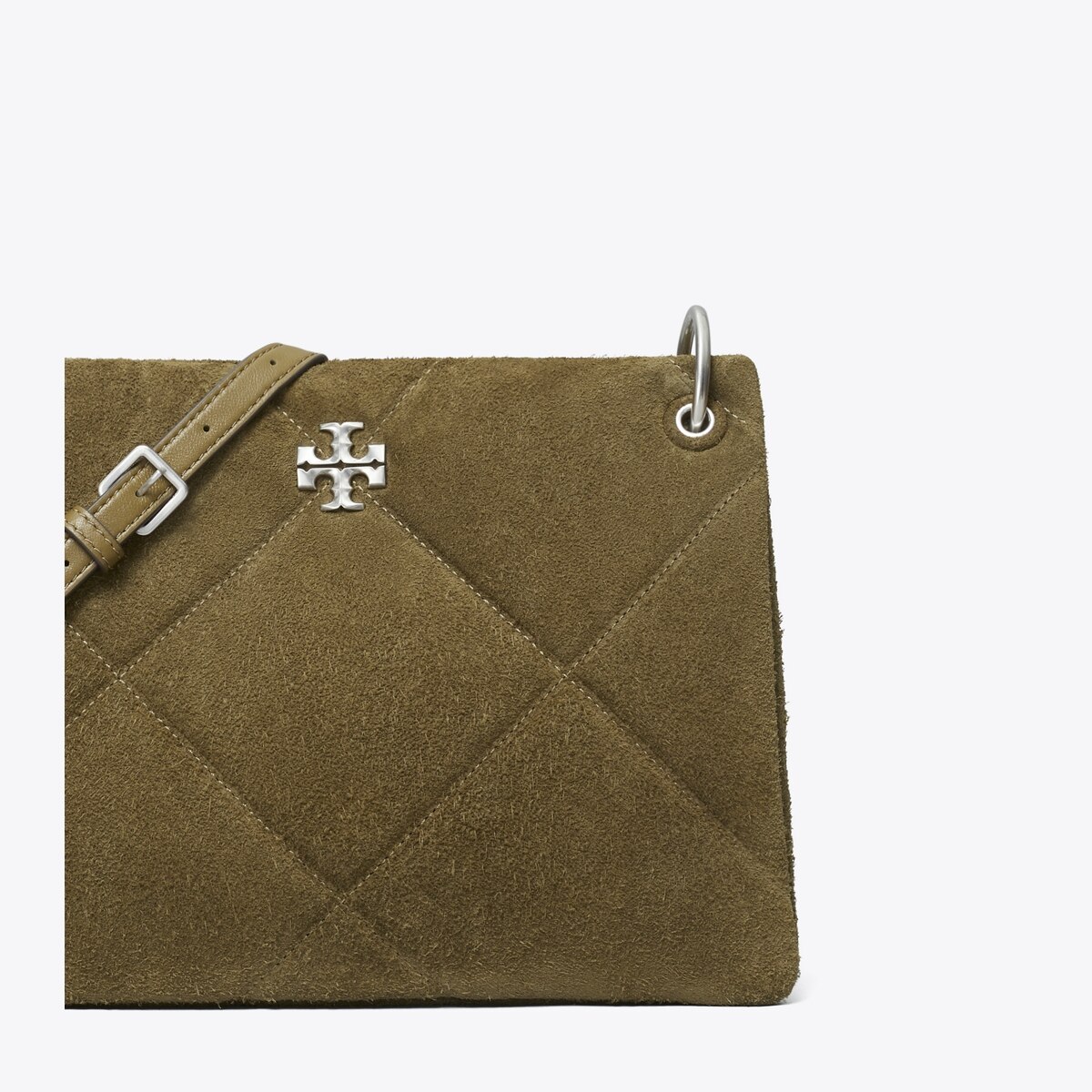 Small Kira Diamond Quilt Suede Shoulder Bag