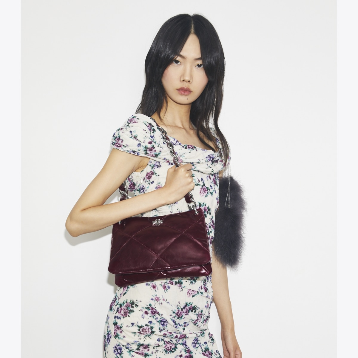 Small Kira Diamond Quilt Distressed Shoulder Bag