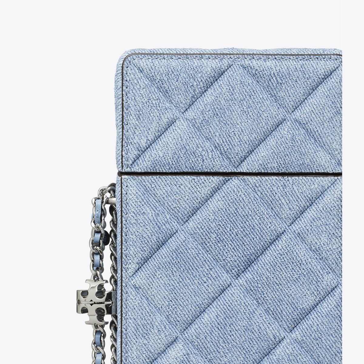 Fleming Denim-Print Suede Phone Crossbody