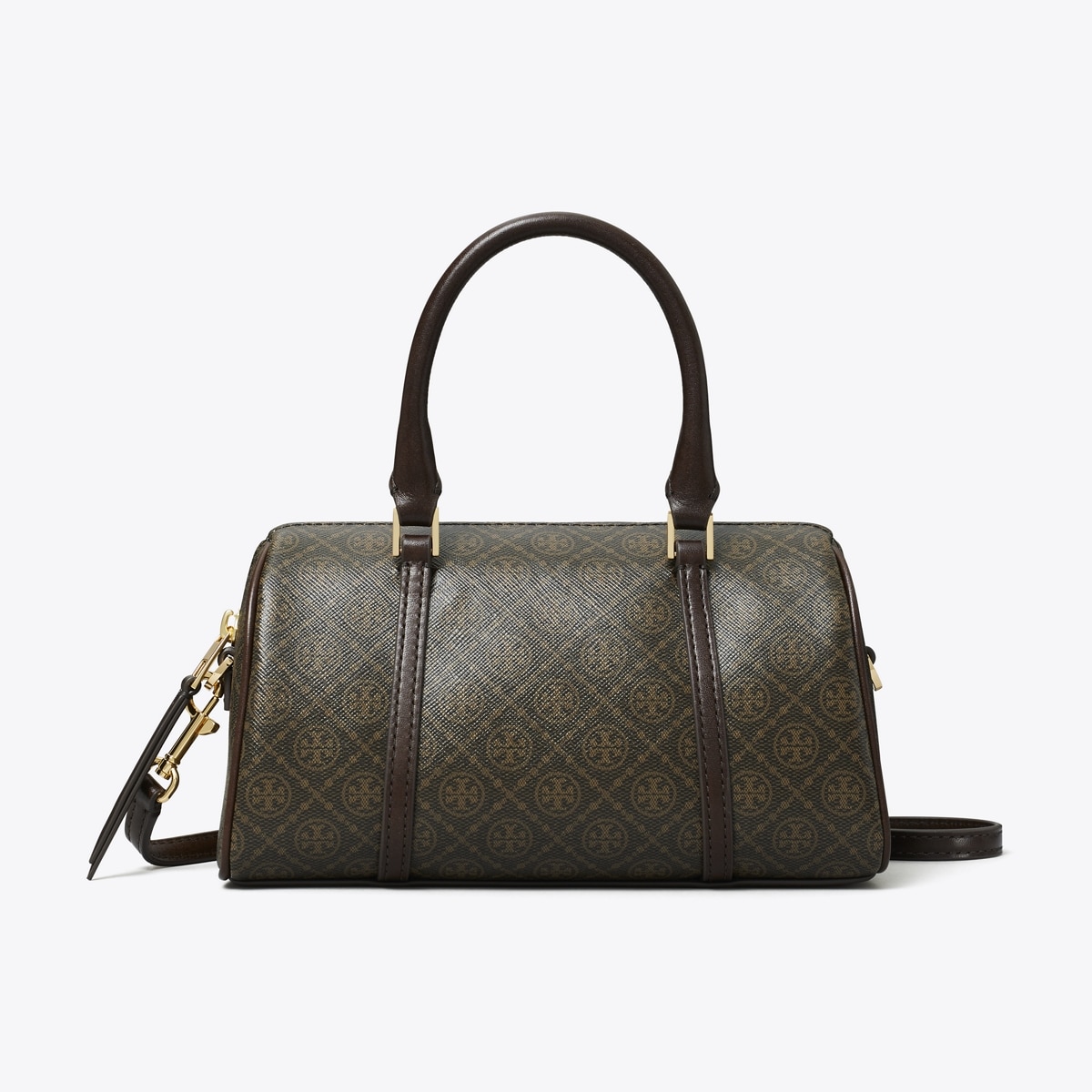 T Monogram Coated Canvas Petite Barrel Bag