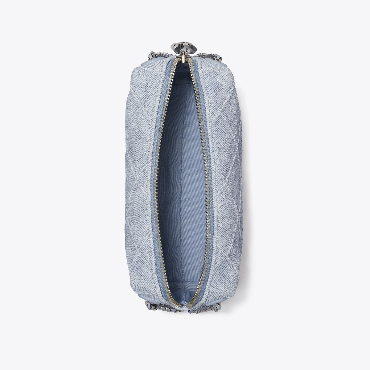 Fleming Soft Denim-Print Suede Crossbody Bag