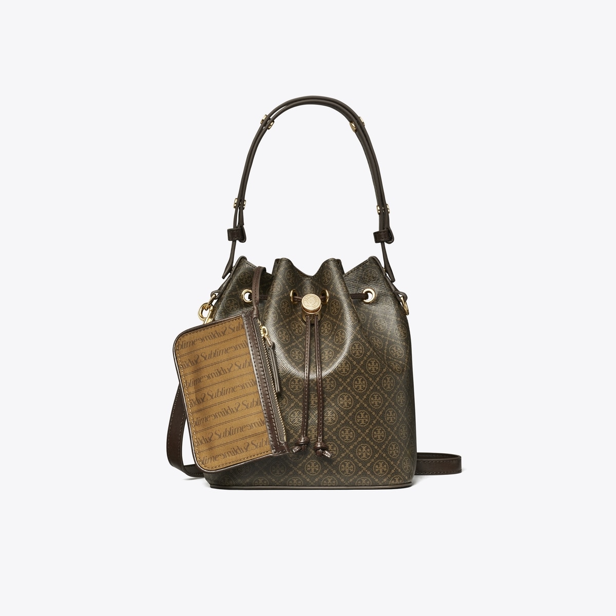 T Monogram Coated Canvas Bucket Bag