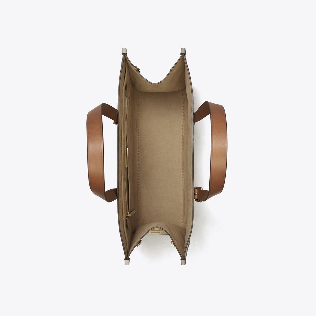 T Monogram Contrast Embossed Tote