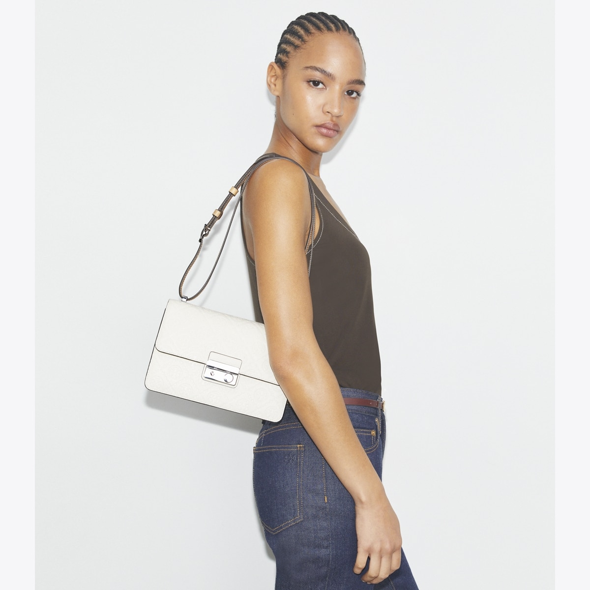 T Monogram Pebble Shoulder Bag