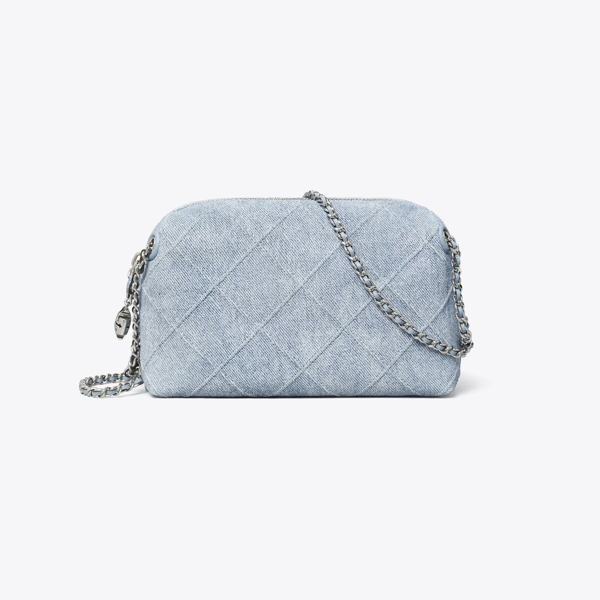 Fleming Soft Denim-Print Suede Crossbody Bag