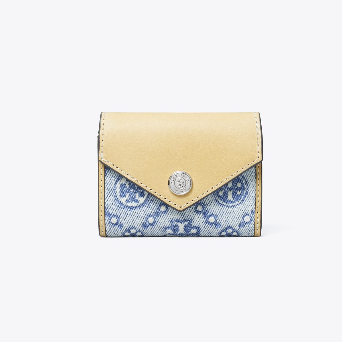 T Monogram Denim Small Envelope Wallet