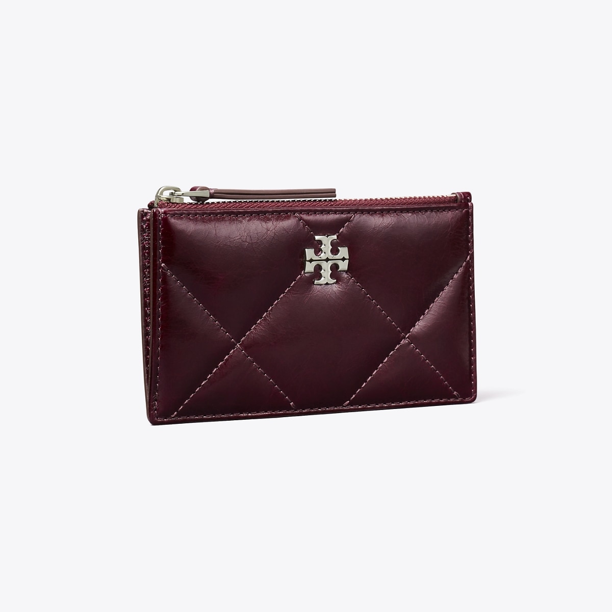 Kira Diamond Quilt Distressed Zip Card Case