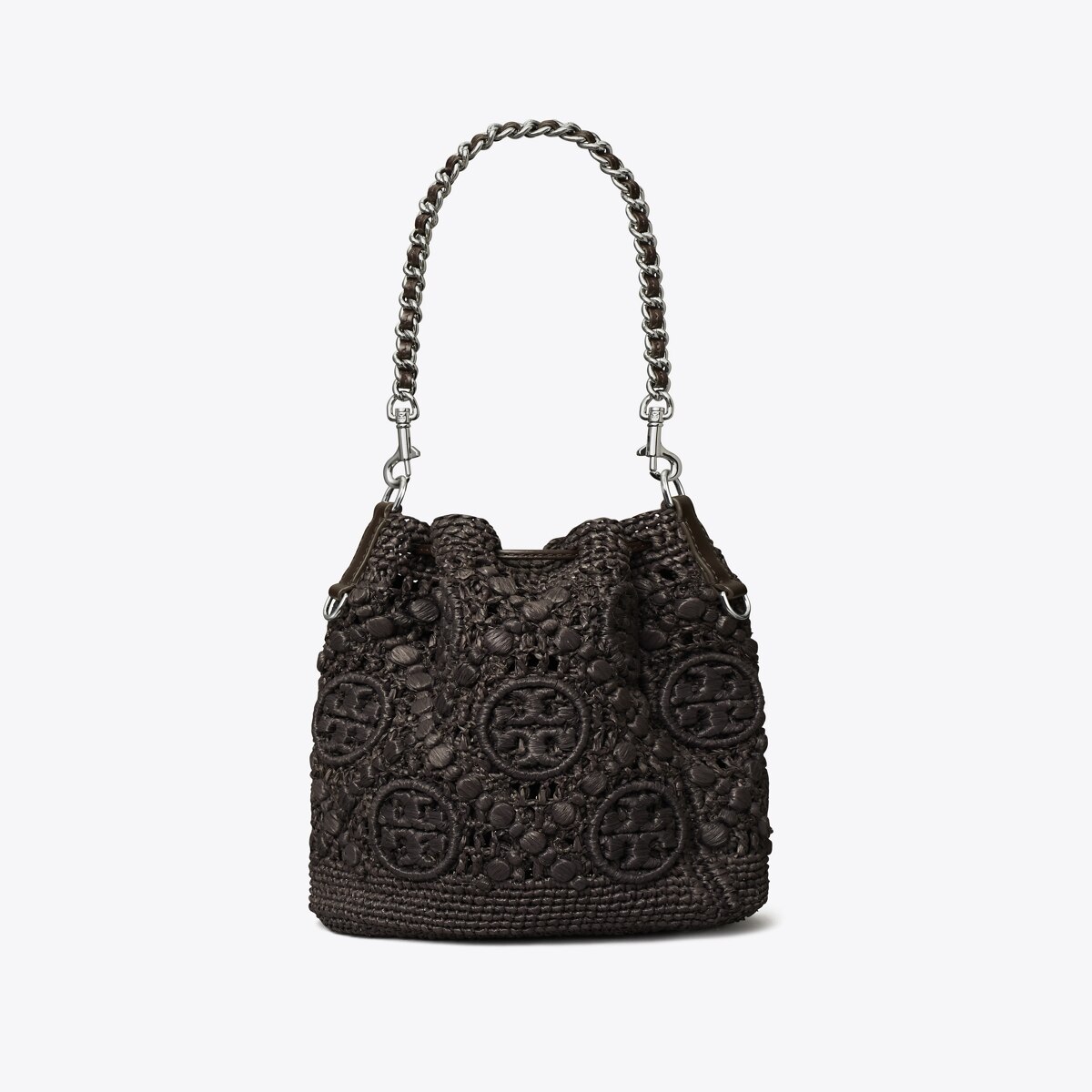 T Monogram Raffia Bucket Bag