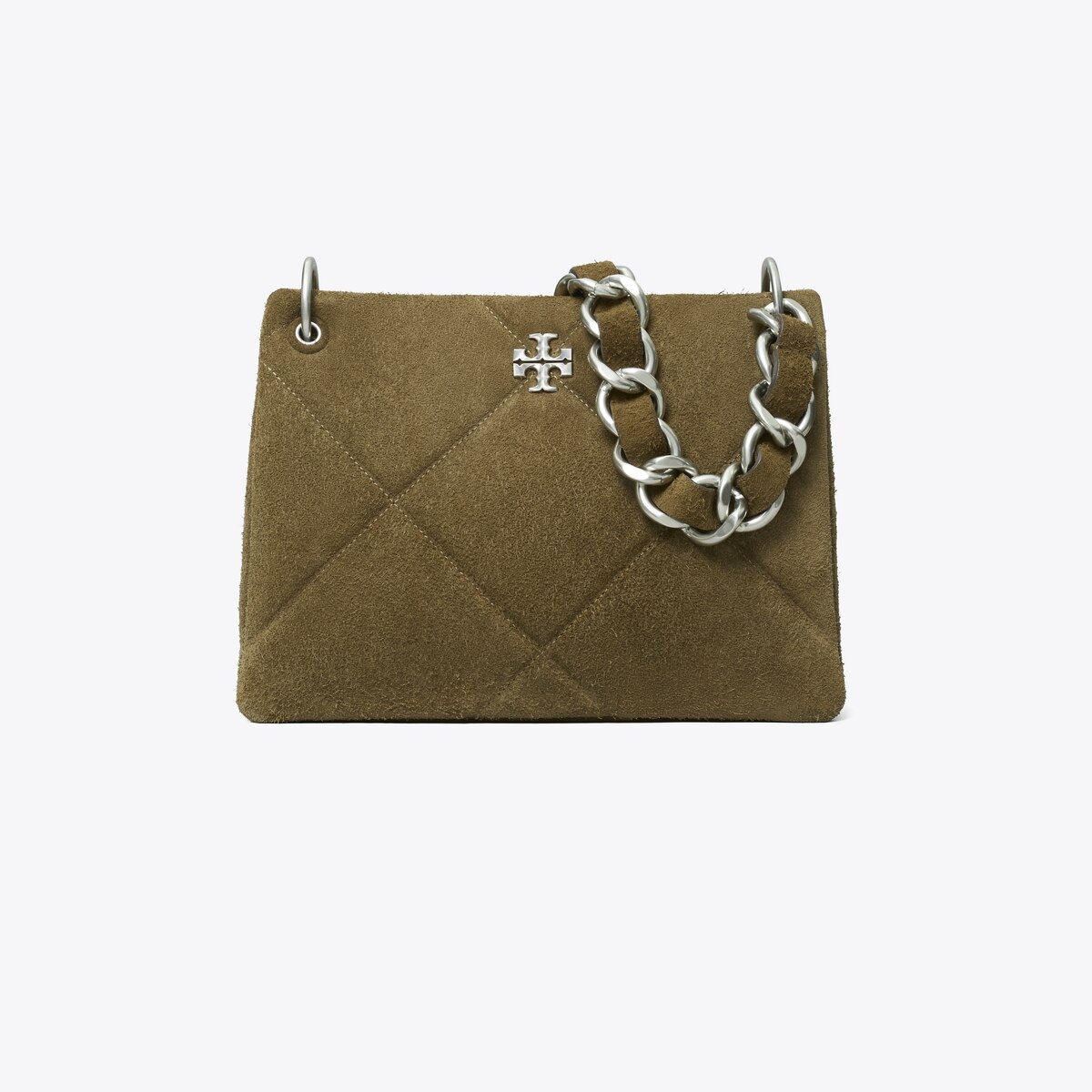 Small Kira Diamond Quilt Suede Shoulder Bag