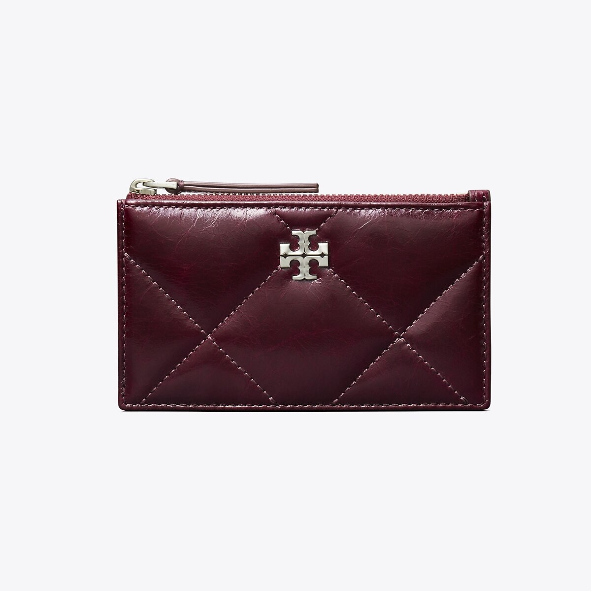 Kira Diamond Quilt Distressed Zip Card Case