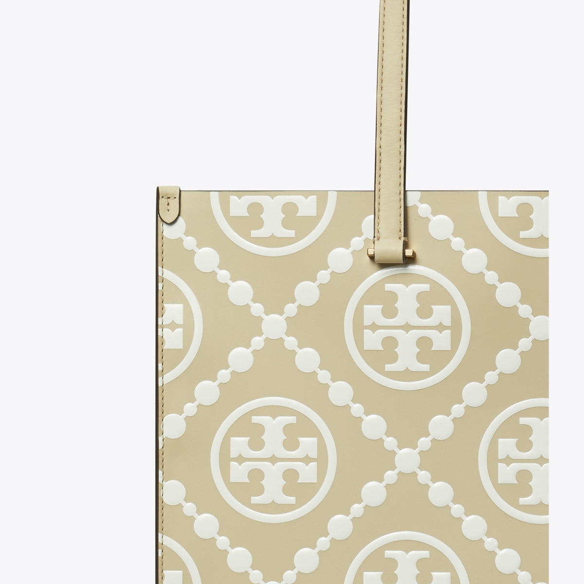 T Monogram Contrast Embossed Tote
