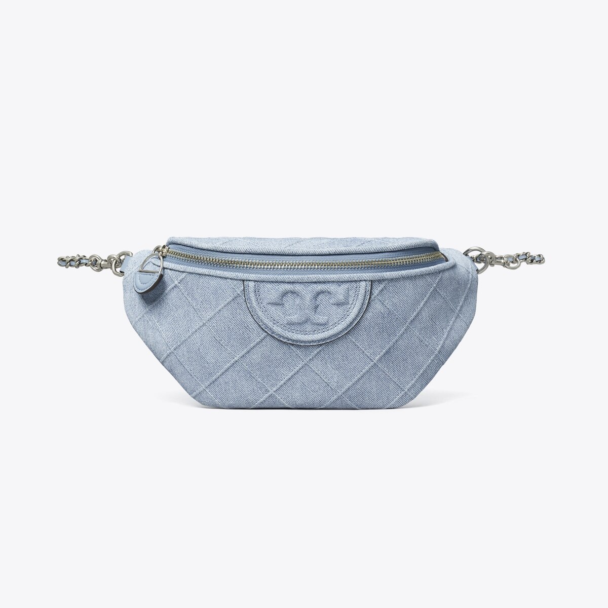 Fleming Soft Denim-Print Suede Belt Bag