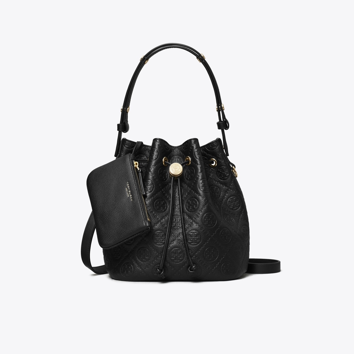 T Monogram Pebbled Bucket Bag