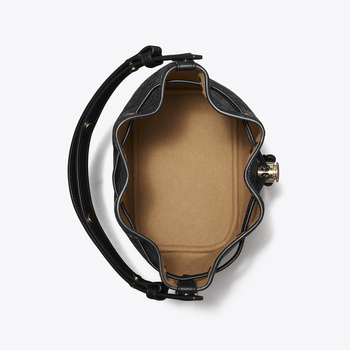 T Monogram Pebbled Bucket Bag