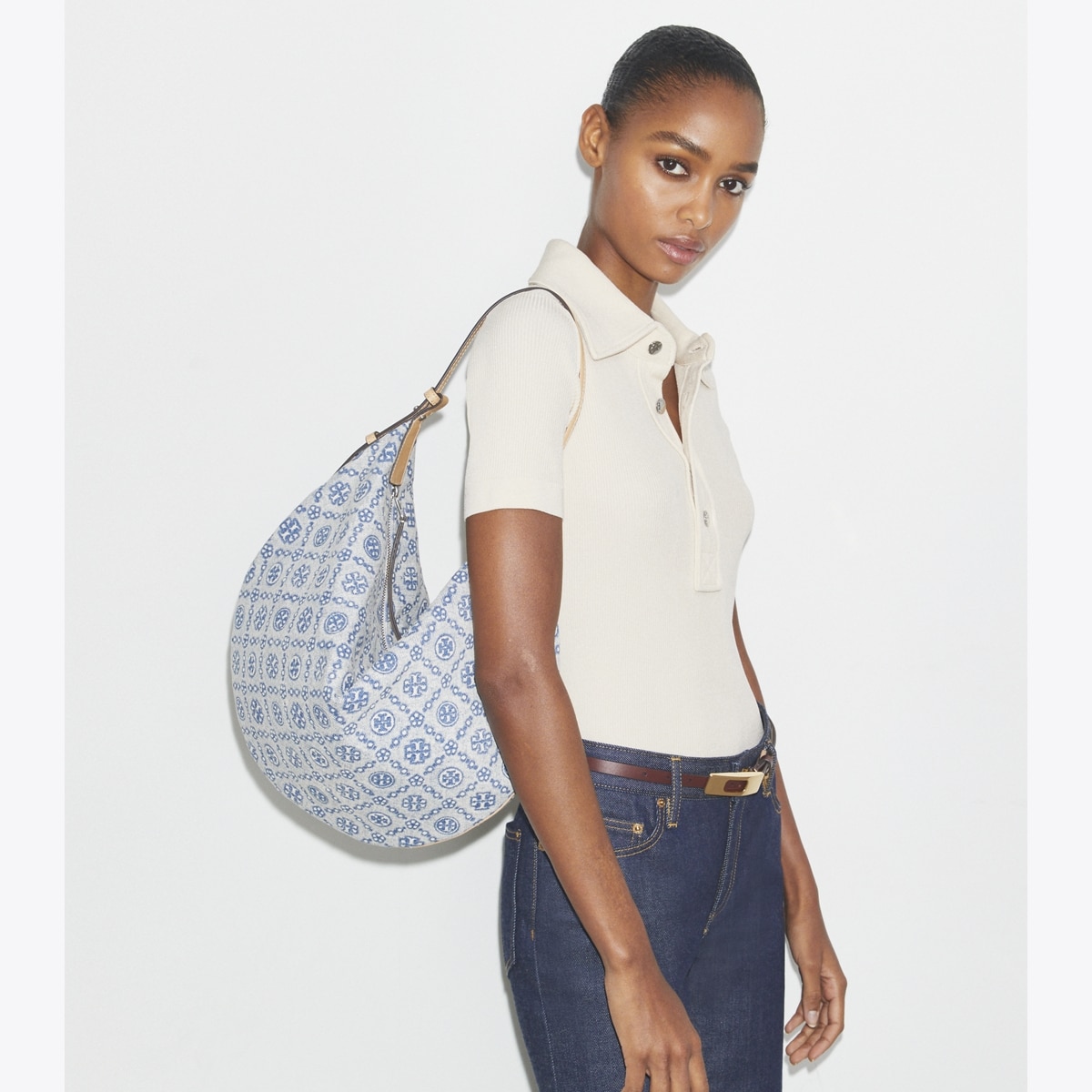 T Monogram Denim Balloon Bag