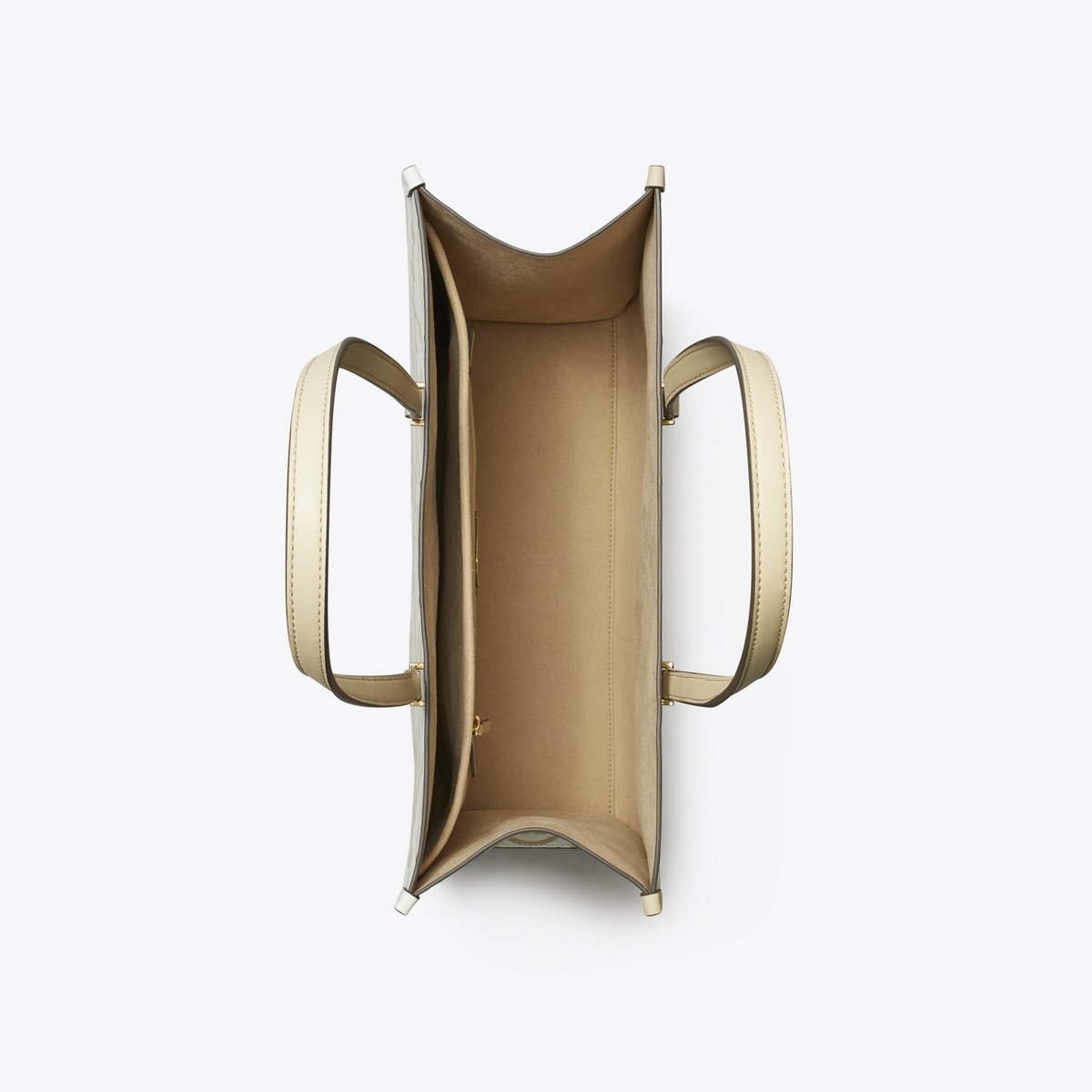 T Monogram Contrast Embossed Tote