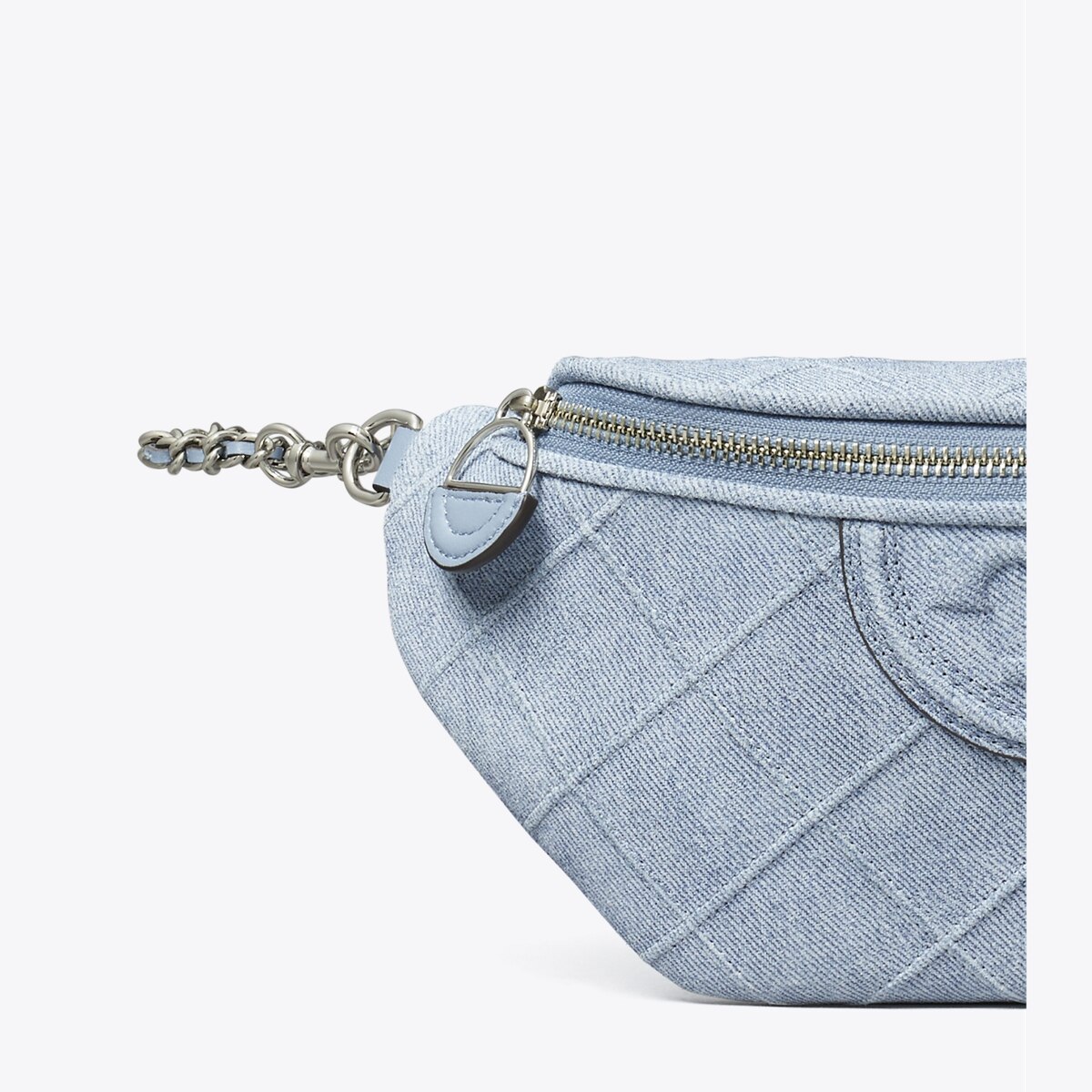 Fleming Soft Denim-Print Suede Belt Bag