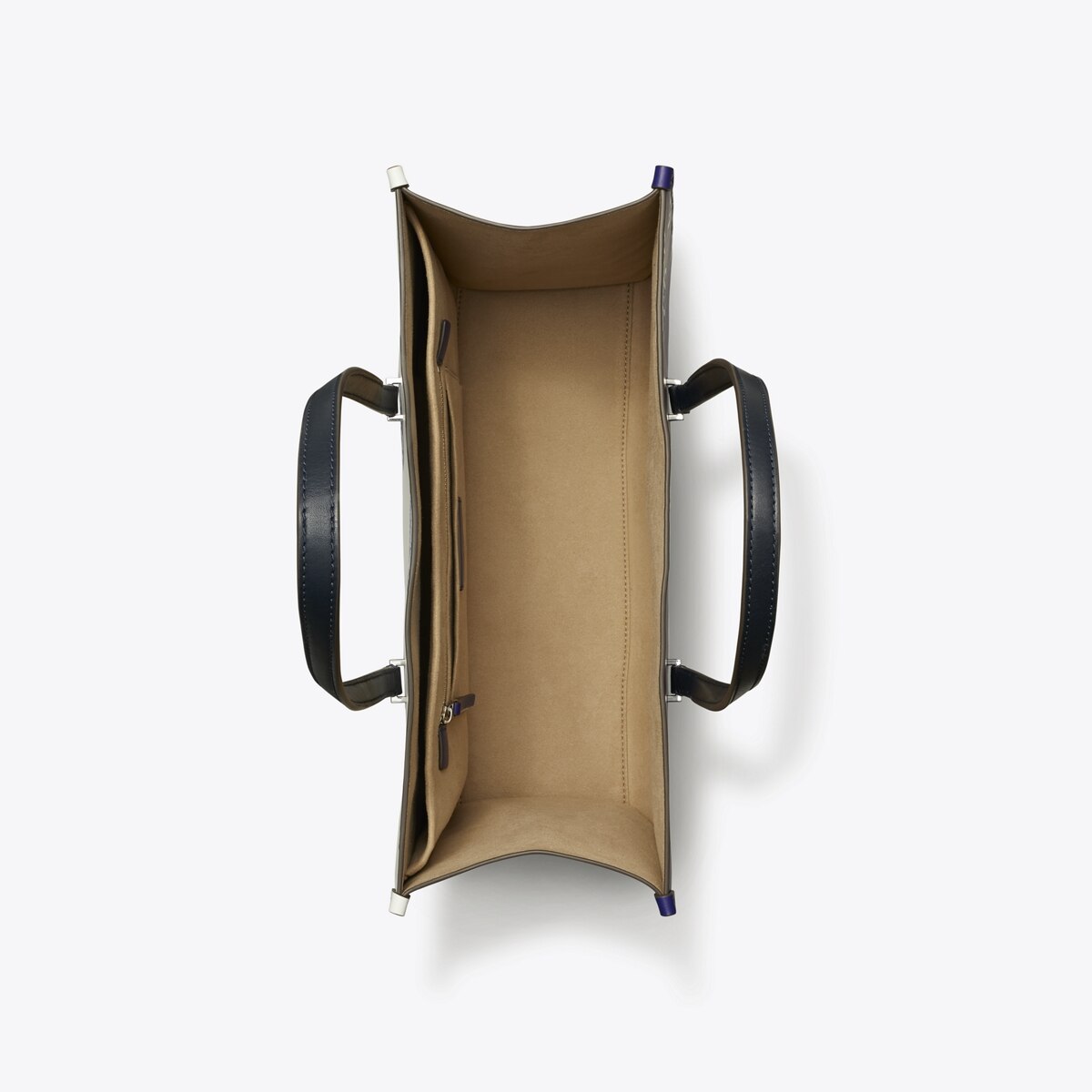 T Monogram Contrast Embossed Tote