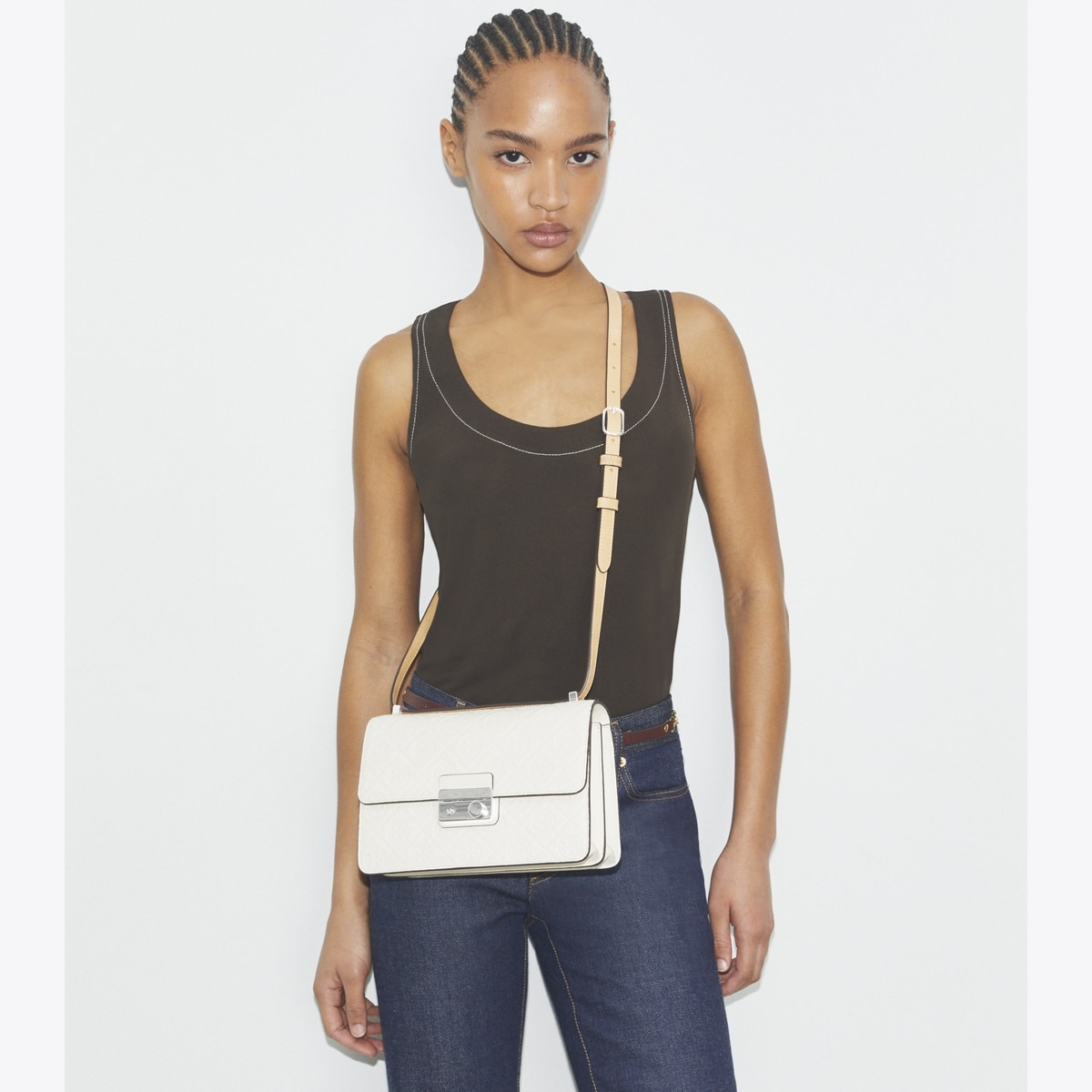 T Monogram Pebble Shoulder Bag