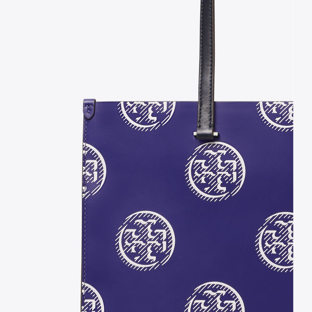 T Monogram Contrast Embossed Tote