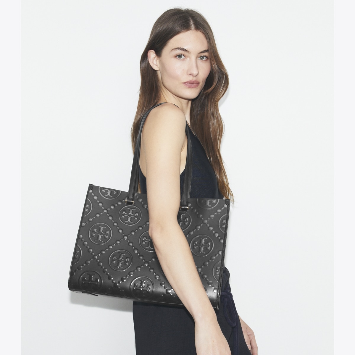 T Monogram Embossed Tote