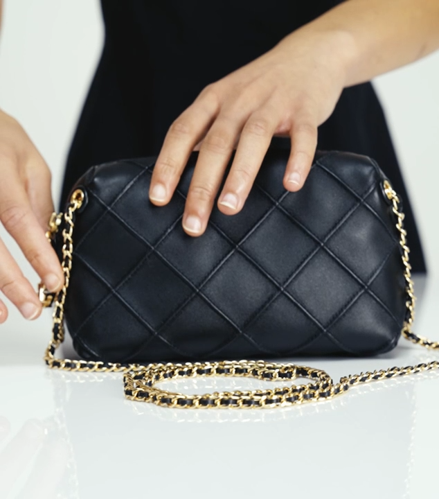 Fleming Soft Denim-Print Suede Crossbody Bag