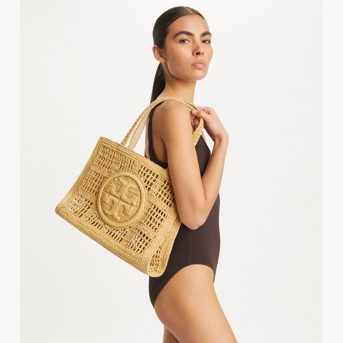 Small Ella Hand-Crocheted Tote - beige