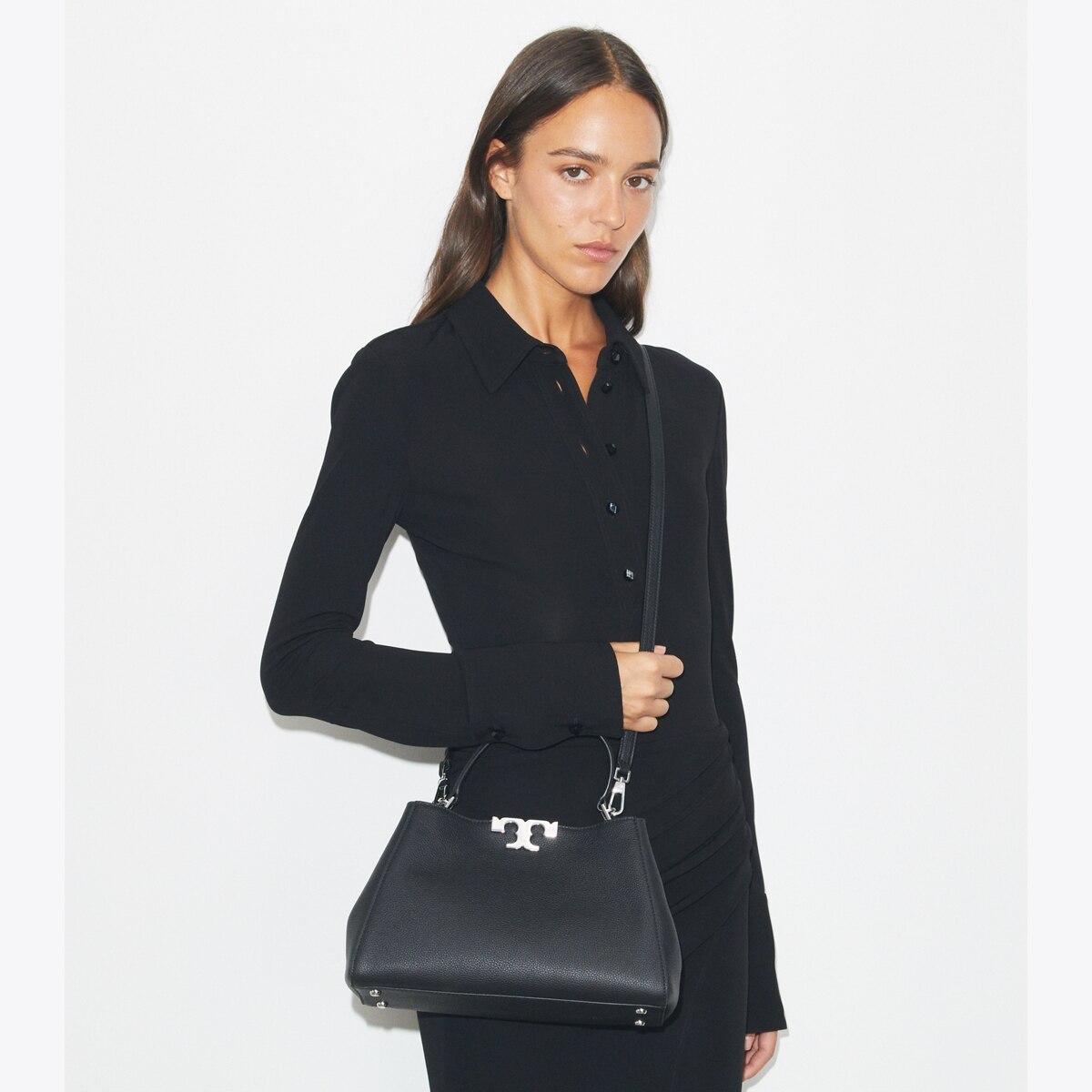 Medium Eleanor Soft Satchel - black
