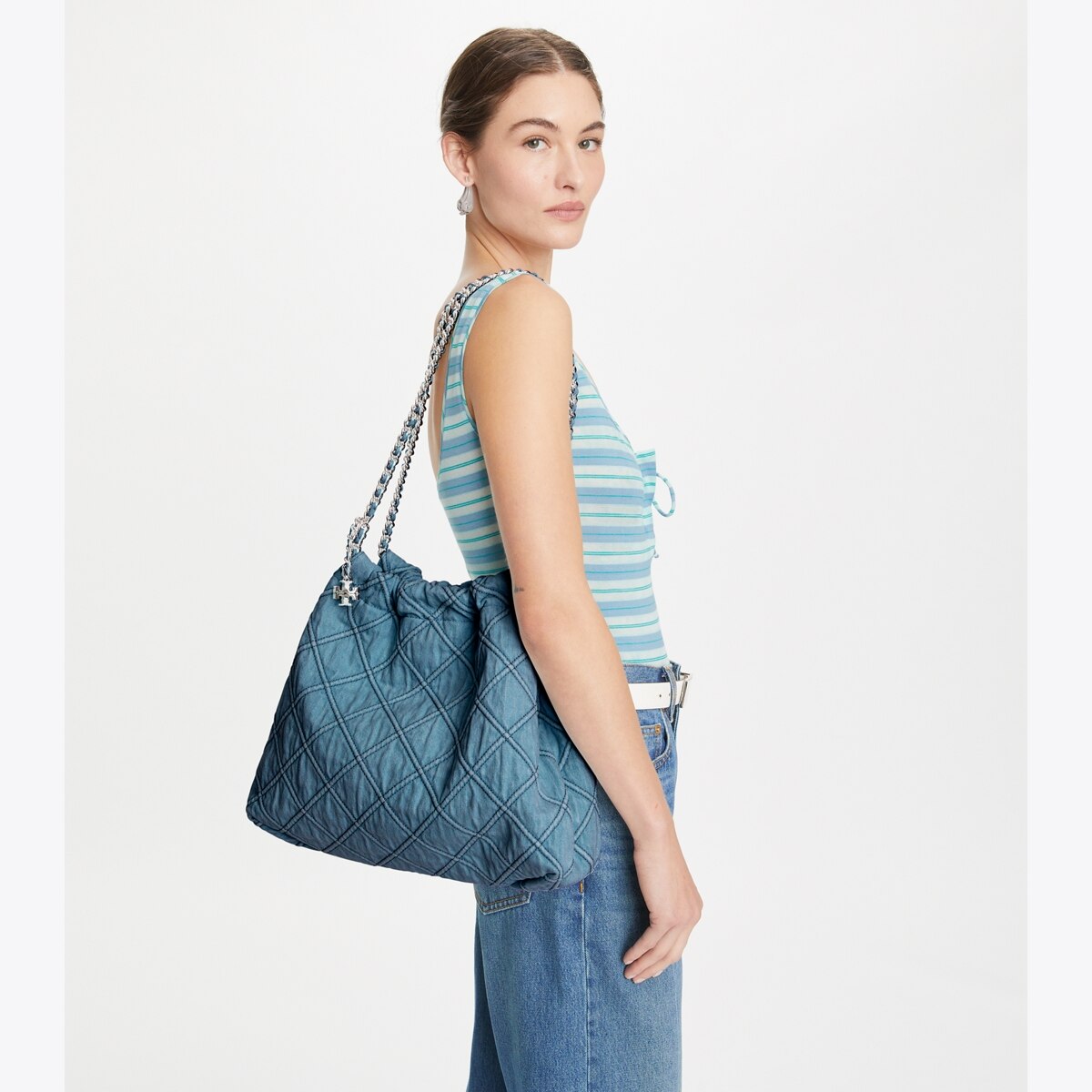 Fleming Soft Denim Hobo Bag - blue