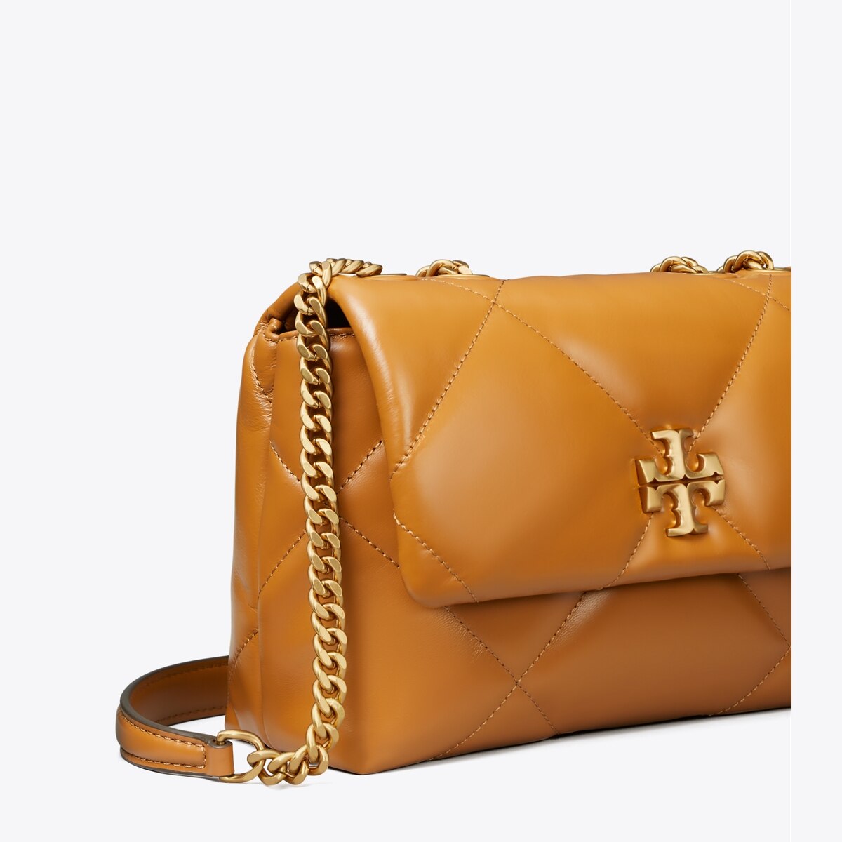 Small Kira Diamond Quilt Shoulder Bag - light cream