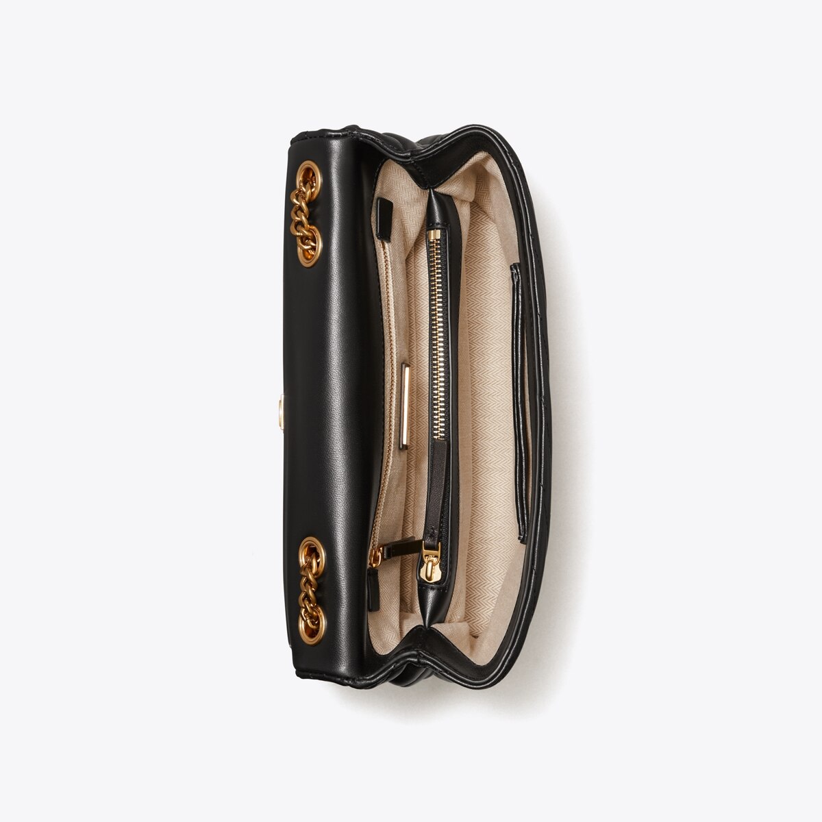 Kira Chevron Shoulder Bag - black