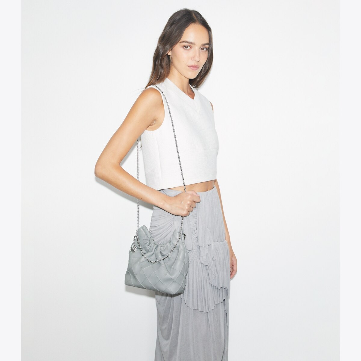 Mini Fleming Soft Hobo Bag - gray