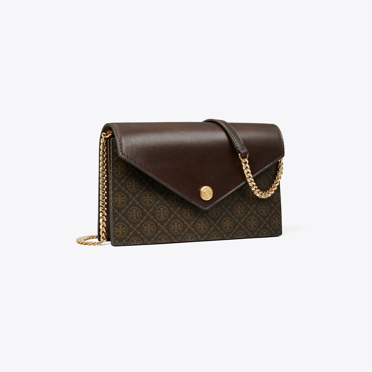 T Monogram Coated Canvas Envelope Crossbody - brown