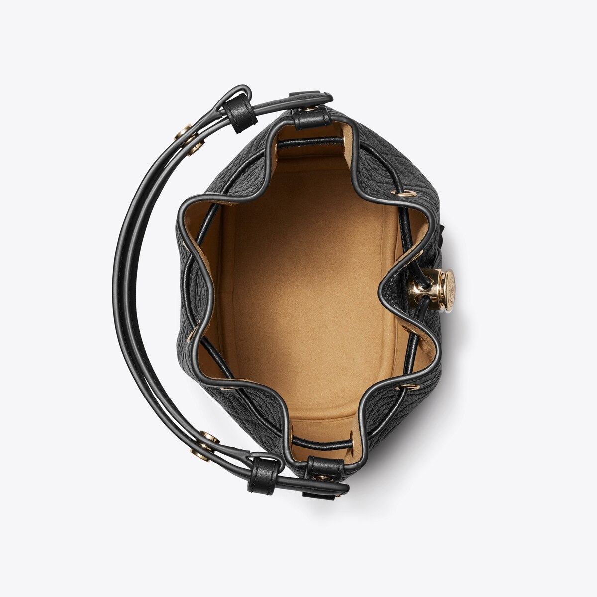 T Monogram Pebbled Mini Bucket Bag - black