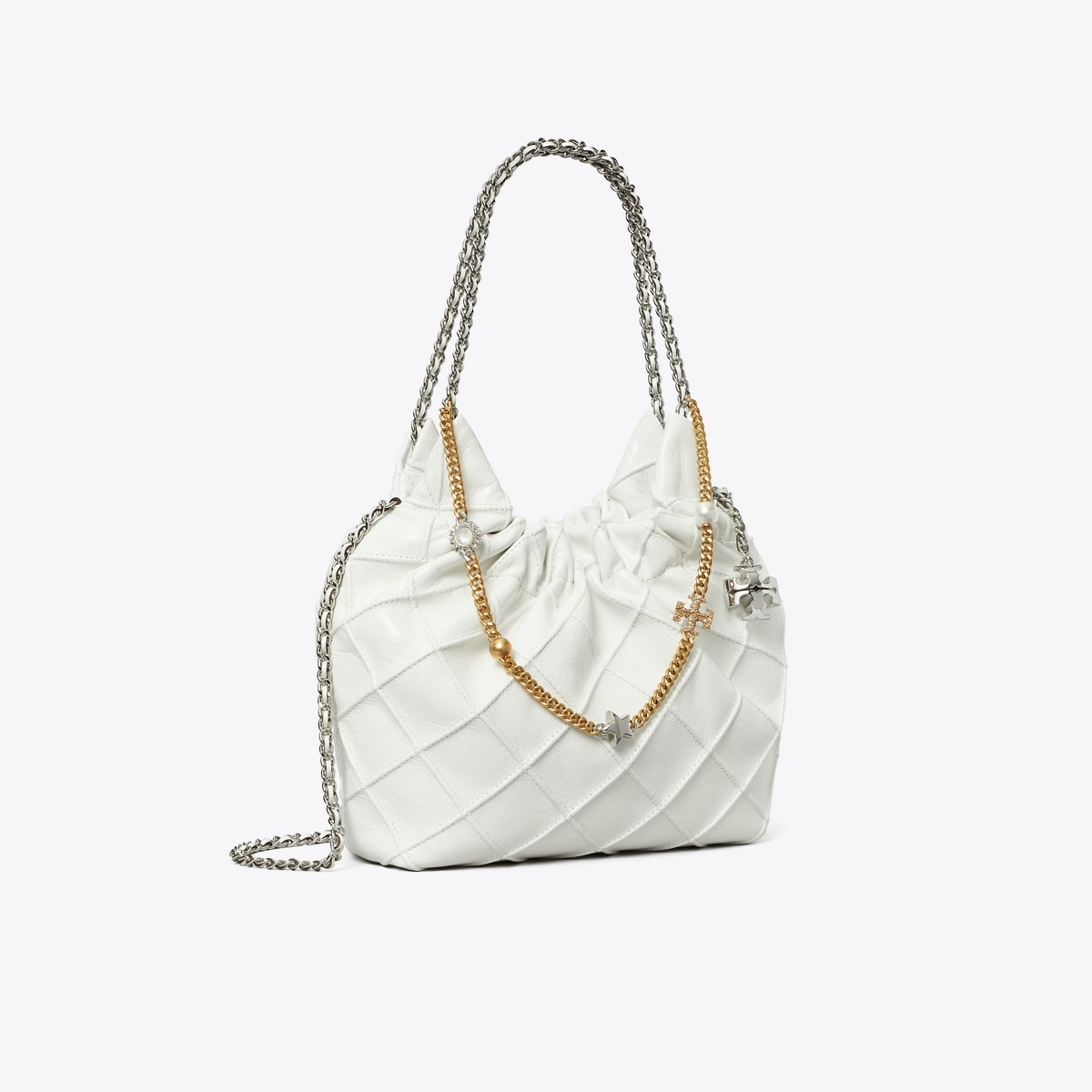 Mini Fleming Soft Distressed Hobo Bag - white