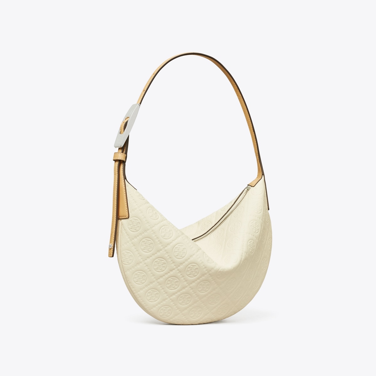T Monogram Pebble Small Balloon Bag - white