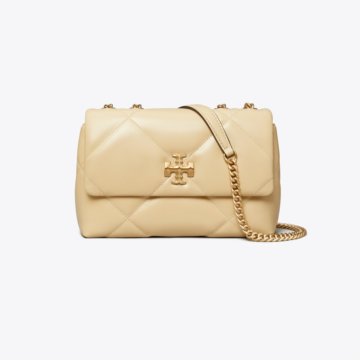 Small Kira Diamond Quilt Shoulder Bag - beige