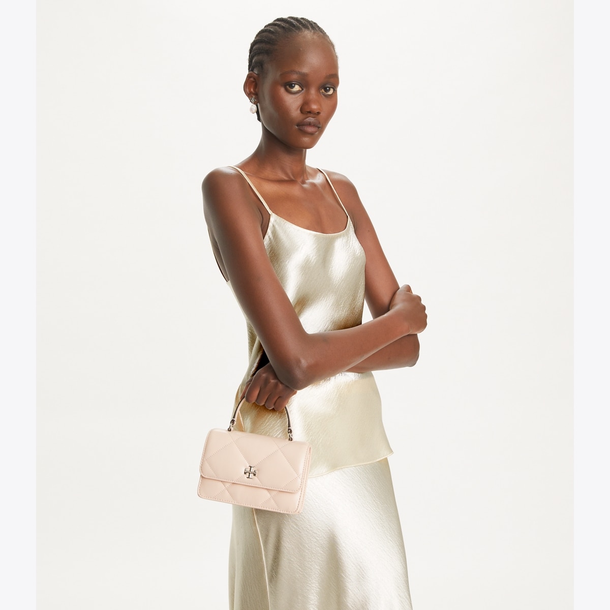 Mini Kira Diamond Quilt Top-Handle Crossbody - pink